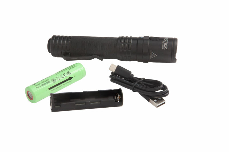 USB Dual-Light Tactical Flashlight - Black - Image 2