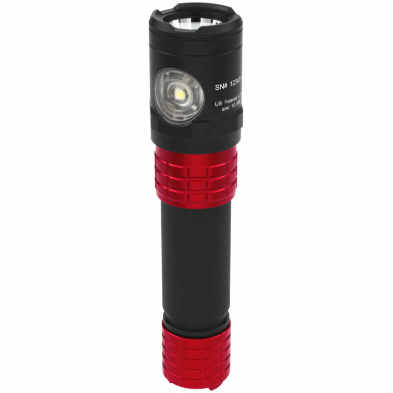 USB Dual-Light Rechargeable Flashlight w/Holster - Red