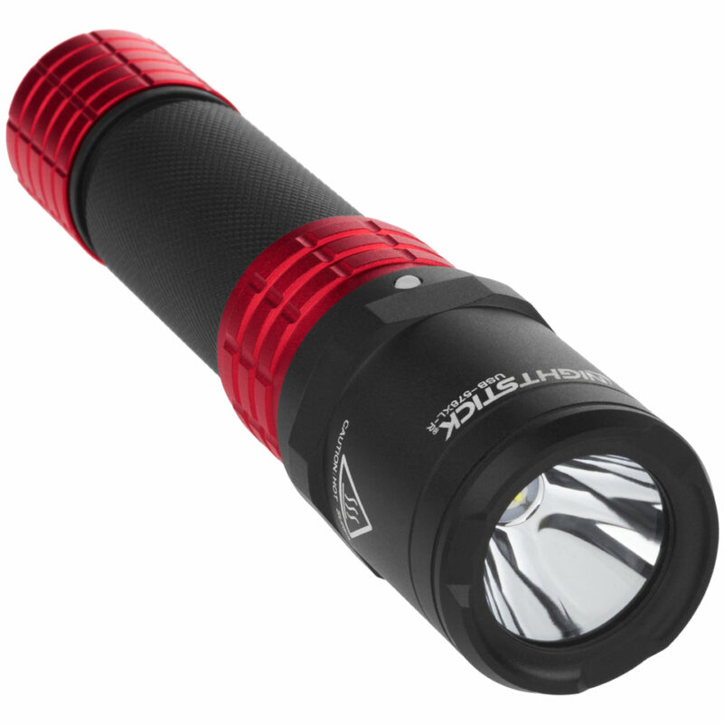 USB Dual-Light Rechargeable Flashlight w/Holster - Red - Image 2