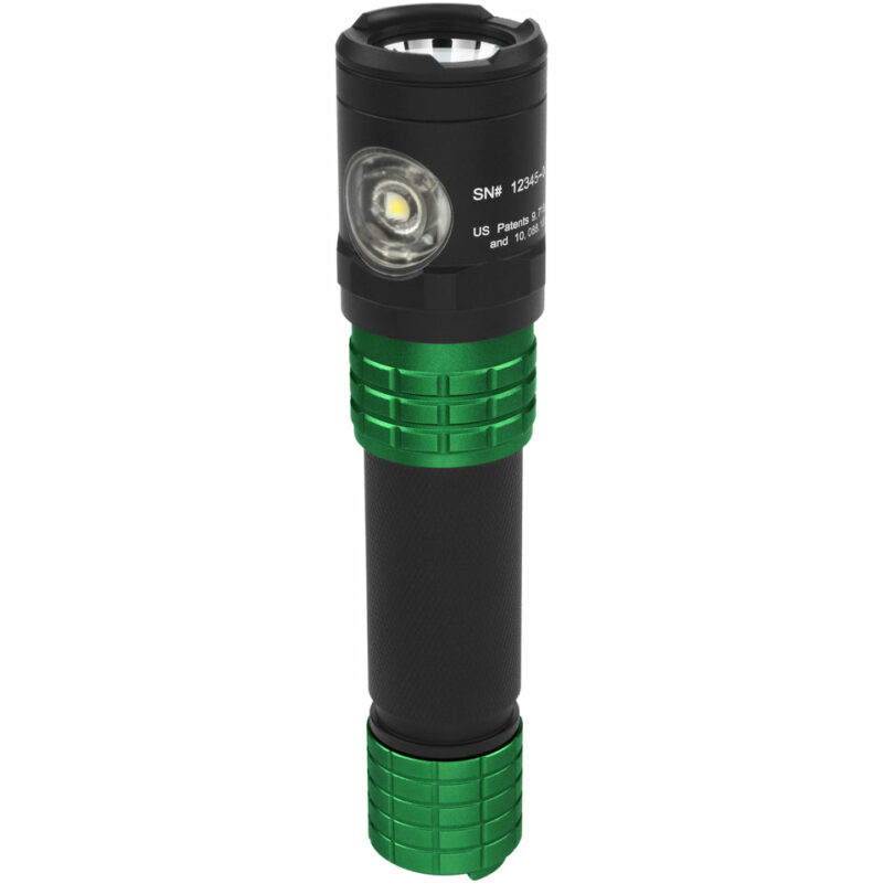 USB Dual-Light Rechargeable Flashlight w/Holster - Green