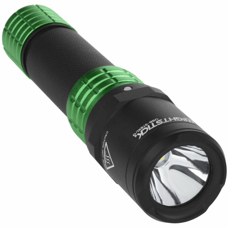 USB Dual-Light Rechargeable Flashlight w/Holster - Green - Image 3