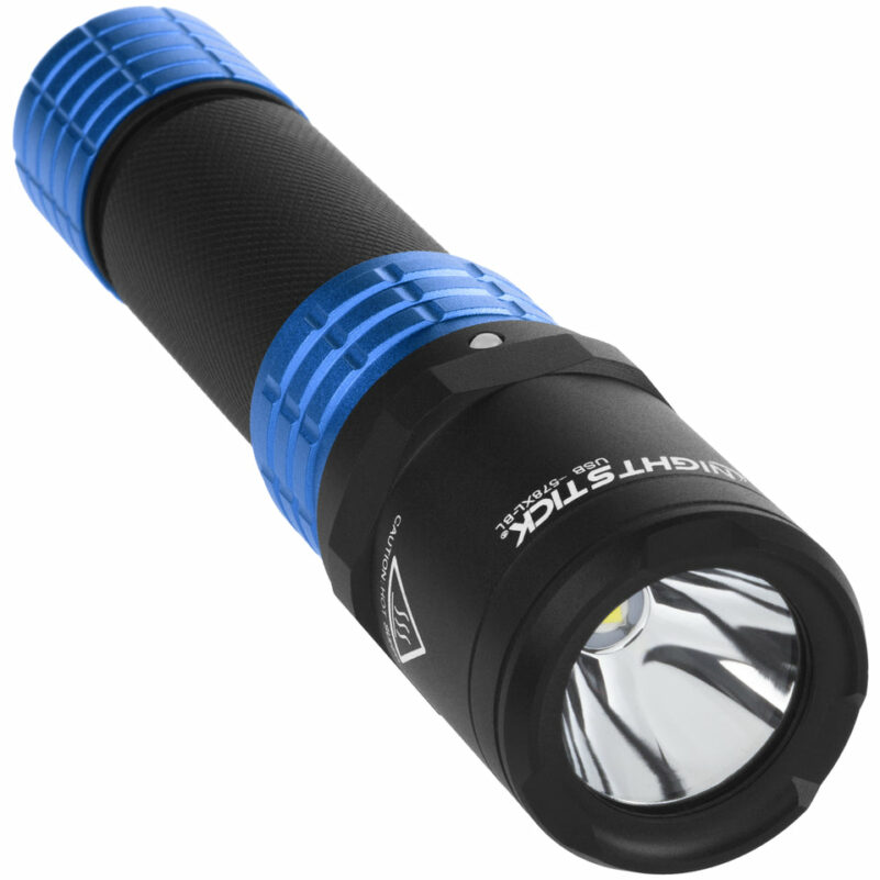 USB Dual-Light Rechargeable Flashlight w/Holster - Blue - Image 3