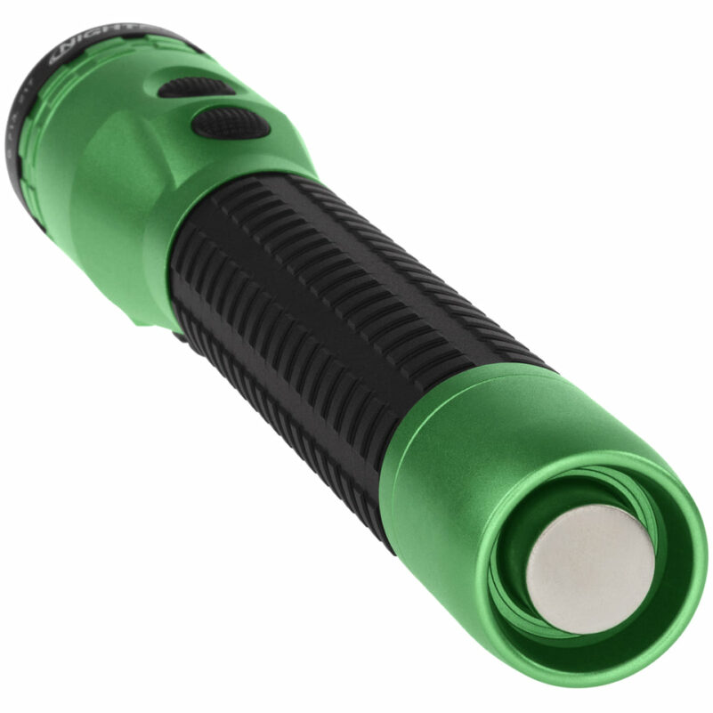 184. METAL DUAL LIGHT RECHARGEABLE FLASHLIGHT WMAGNET GREEN NSR 9940XL 2