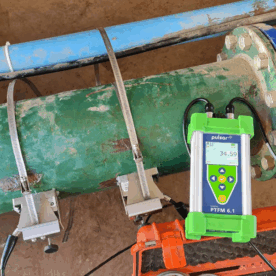 “Pulsar Measurement PTFM 6.1 portable transit-time flow meter used for clean liquid flow verification”