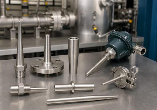 H&B thermowells in threaded flanged weld in and hygienic styles